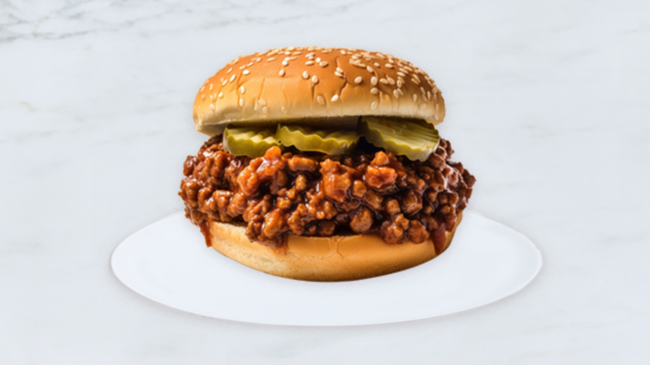 Sloppy joe sandwich with pickles