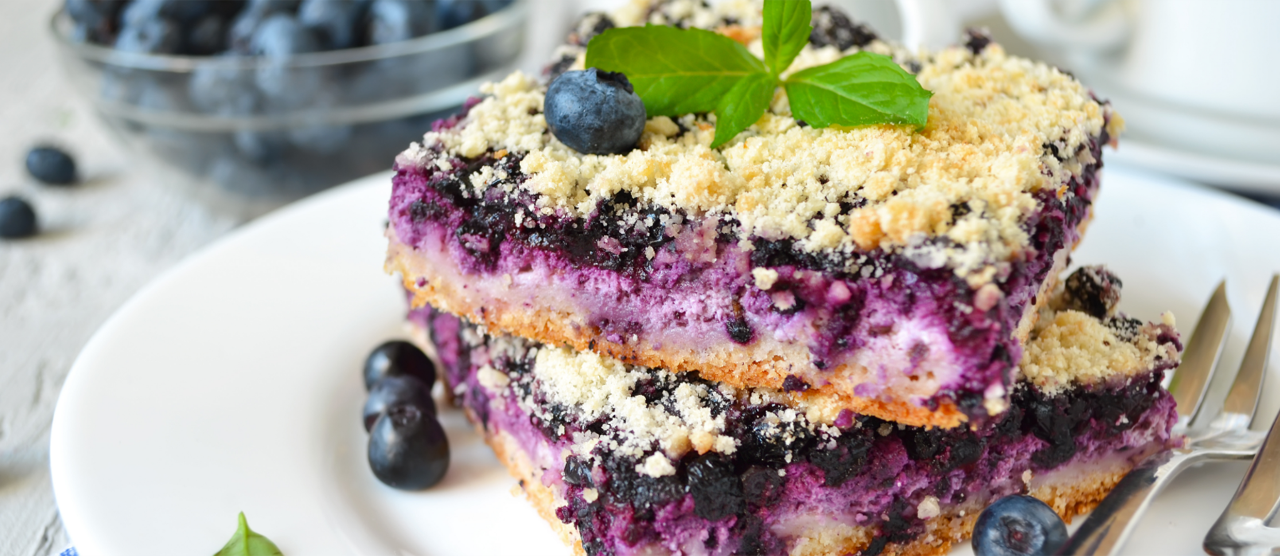 Stack of berry crumb bars