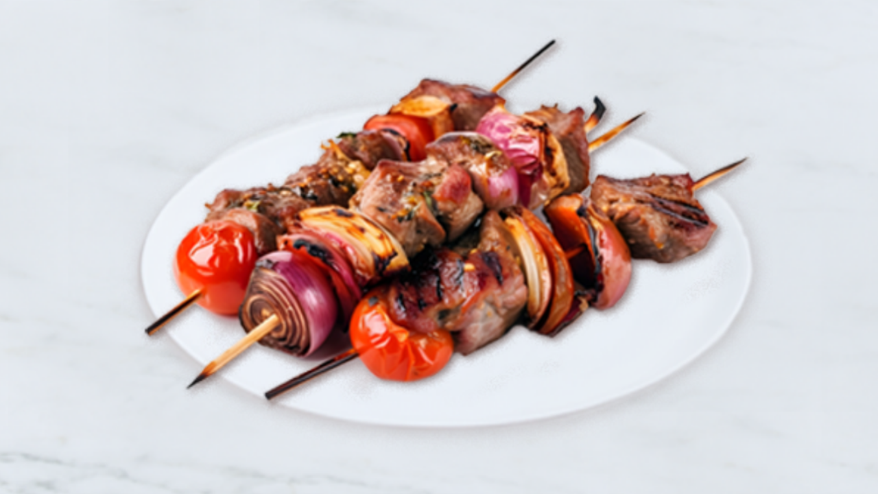 Plate of chislic  (shish kabobs)