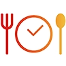 Fork, clock, and spoon icon