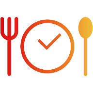 Fork, spoon, and clock
