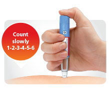 Hand injecting the Ozempic® pen for six seconds