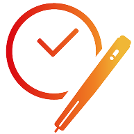Clock and pen icon