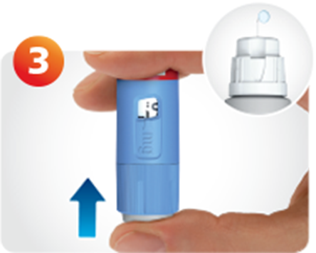 Hand pressing the Ozempic® pen dose button