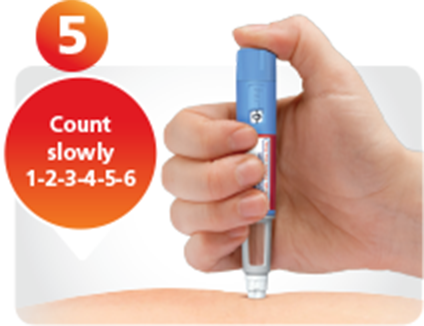 Hand injecting the Ozempic® pen for six seconds