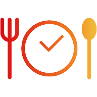 Fork, spoon, and clock
