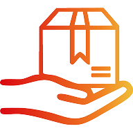 Hand holding a package icon