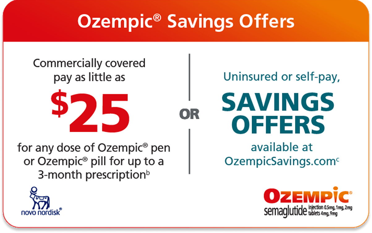 Ozempic® Savings Offers card