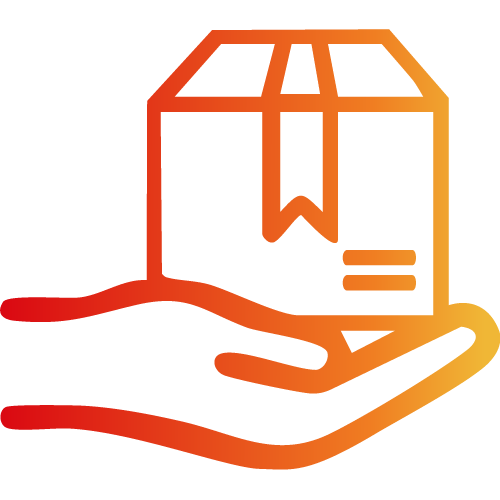 Hand holding a delivery box icon