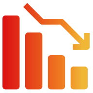 Declining bar graph icon